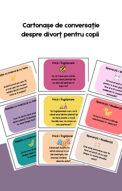 Cartonașe de conversație despre divorț pentru copii